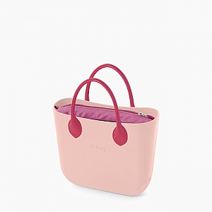 Жіноча сумка O bag mini | корпус рожевий дим, підкладка оксамит, короткі ручки крапля