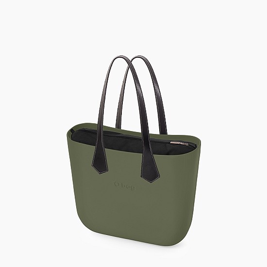 Жіноча сумка O bag mini | корпус мілітарі, підкладка текстиль, довгі плоскі ручки Жіноча сумка O bag mini | корпус мілітарі, підкладка текстиль, довгі плоскі ручки