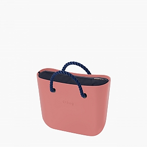 Жіноча сумка O bag mini | корпус лосось, підкладка текстиль, короткі ручки-канати