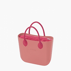 Жіноча сумка O bag mini | корпус лосось, підкладка кучерява вовна, короткі ручки крапля
