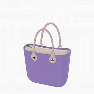 Жіноча сумка O bag mini | корпус аметист, підкладка текстиль, короткі ручки tubular з кільцем