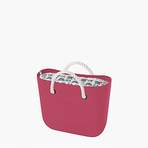 Жіноча сумка O bag mini | корпус фуксія, підкладка лунапарк, короткі ручки-канати