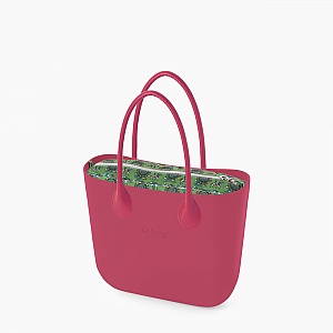 Жіноча сумка O bag mini | корпус фуксія, підкладка лунапарк, довгі ручки крапля