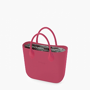 Жіноча сумка O bag mini | корпус фуксія, підкладка металік, короткі ручки крапля