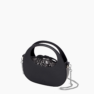 Жіноча сумка O bag Oblo | корпус чорний, підкладка металік, ланцюжок