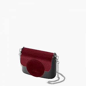 Жіноча сумка O pocket | корпус графіт, фліп із текстурою поніски, ланцюжок