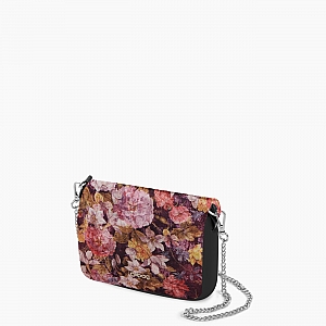 Жіноча сумка O Pocket | корпус чорний, фліп вельвет "квіти", ланцюжок