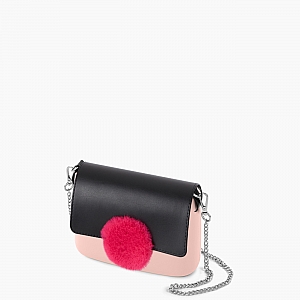 Жіноча сумка O pocket | корпус рожевий дим, фліп екошкіра, ланцюг
