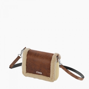 Жіноча сумка O pocket | корпус пісок, фліп з текстурою мутон, ремінець