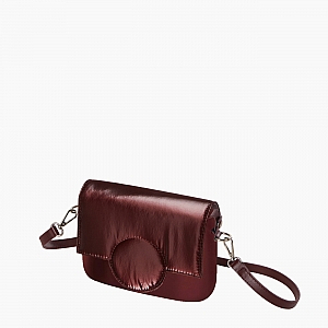 Жіноча сумка O pocket | корпус бордо металік, фліп коло нейлон, ремінець