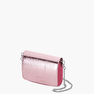 Жіноча сумка O pocket | корпус фуксія, фліп металік, ланцюжок