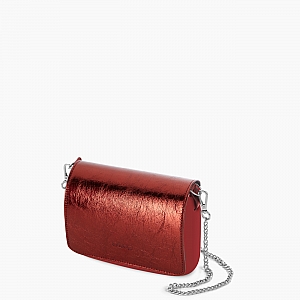 Жіноча сумка O pocket | корпус багряно-червоний, фліп металік, ланцюжок
