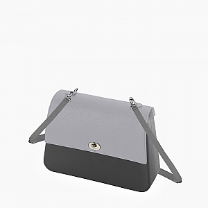 Жіноча сумка O bag queen | корпус графіт, фліп сафіано, ремінець