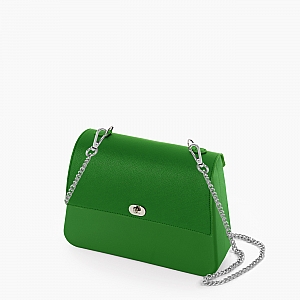Жіноча сумка O bag queen | корпус англійський зелений, фліп сафіан, ланцюжок