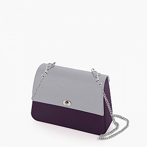 Жіноча сумка O bag queen | корпус темно-фіолетовий, фліп сафіано, ланцюжок