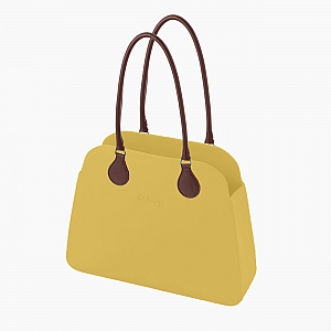 Жіноча сумка O bag reverse | корпус карі, довгі ручки tubular