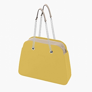 Жіноча сумка O bag reverse | корпус карі, підкладка текстиль, довгі ручки-ланцюжки