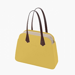 Жіноча сумка O bag reverse | корпус карі, підкладка текстиль, довгі плоскі ручки