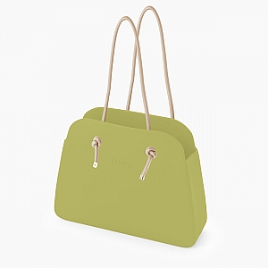 Жіноча сумка O bag reverse | корпус авокадо, довгі ручки вузол наппа