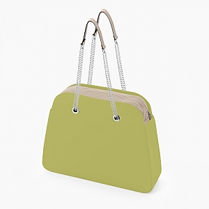 Жіноча сумка O bag reverse | корпус авокадо, підкладка текстиль, довгі ручки-ланцюжки