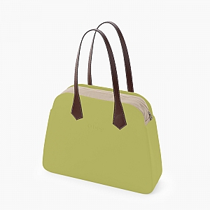 Жіноча сумка O bag reverse | корпус авокадо, підкладка текстиль, довгі плоскі ручки