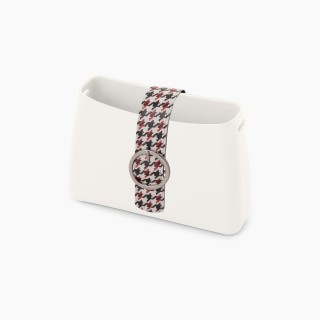 Стрічка O bag glam з орнаментом "pied de poule" Білий / Червоний / Чорний