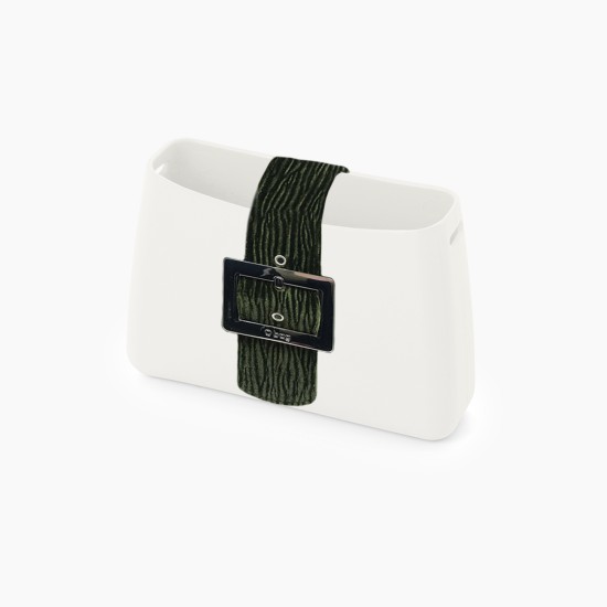 Стрічка O bag glam велюр з текстурою плісе Темно-зелений