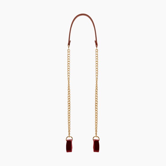 Ланцюжок із кліпсами зі вставкою із екошкіри Рожевий-Золото