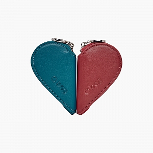 Подвійний гаманець для монет Caroline PU наппа блакитна лагуна, багряно-червоний
