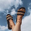 Шльопанці O slippers рафія Чорний Шльопанці O slippers рафія Чорний