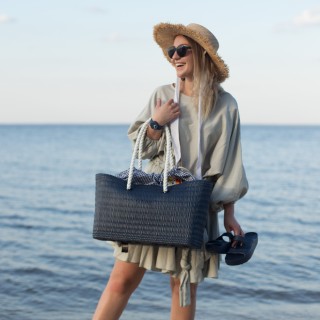 Підкладка O bag beach з візерунком "клітинка + квіти" Кобальт