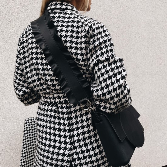 Ремінець з рюшами наппа Чорний