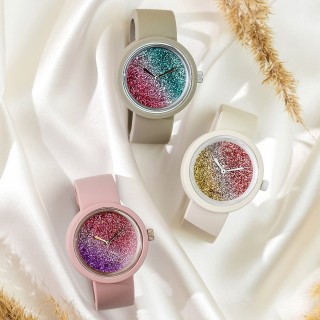 Циферблат O clock Glitter Bicolor Амарант / Петрол