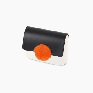 Фліп O pocket коло екохутро Чорний / Помаранчевий флуо