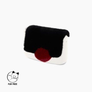 Фліп O pocket коло екохутро Чорний / Бордо