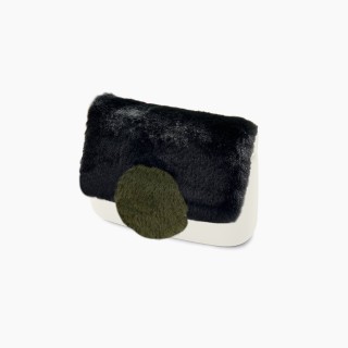 Фліп O pocket коло екохутро Чорний / Мілітарі