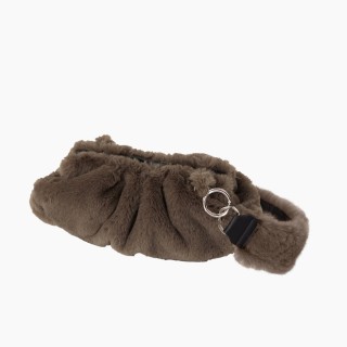 O bag Puffy екохутро Бежево-сіра, ремінець