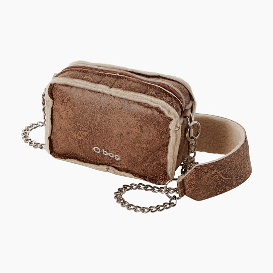 O bag crossy з текстурою мутон Бісквіт