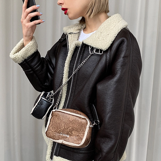 O bag crossy з текстурою мутон Бісквіт O bag crossy з текстурою мутон Бісквіт